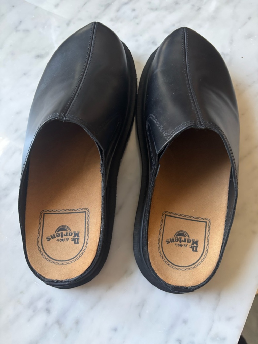 Dr. Martens Black Leather Slip-On Clogs